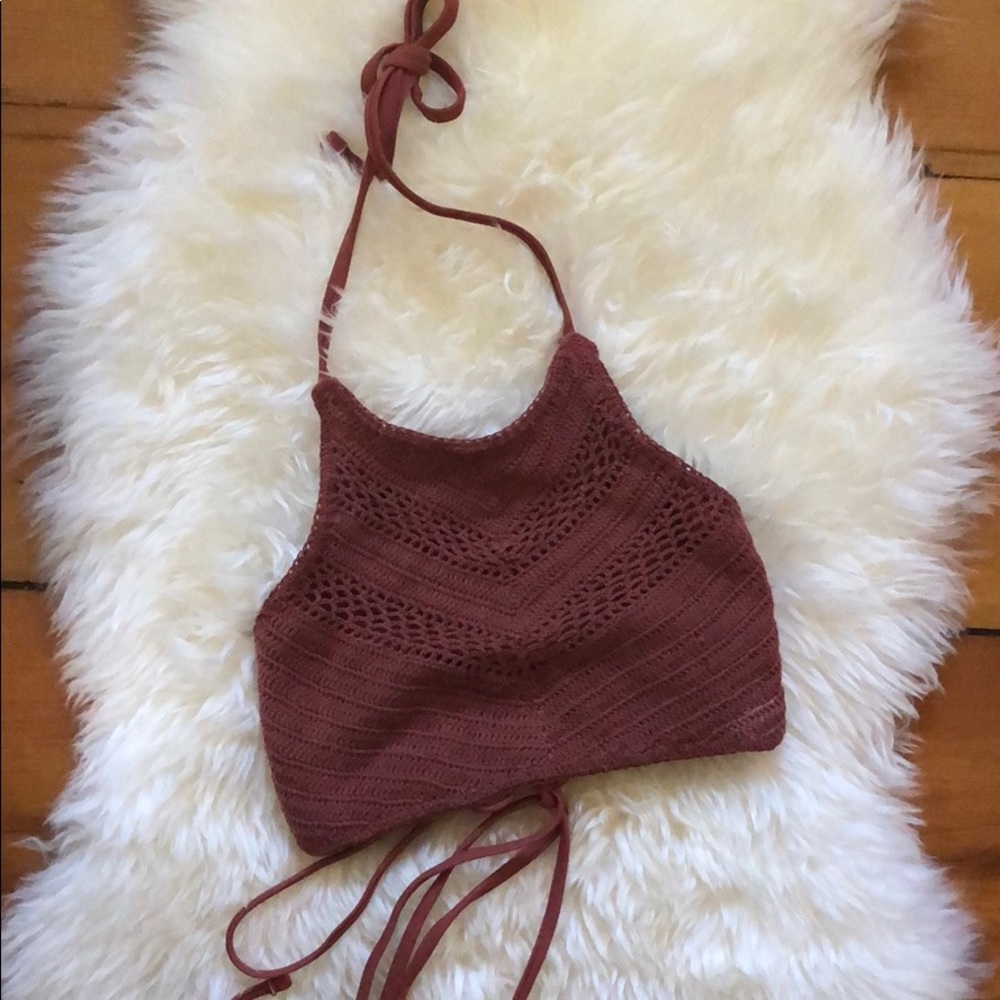 Crochet halter bathing suit top - xhiliration - M